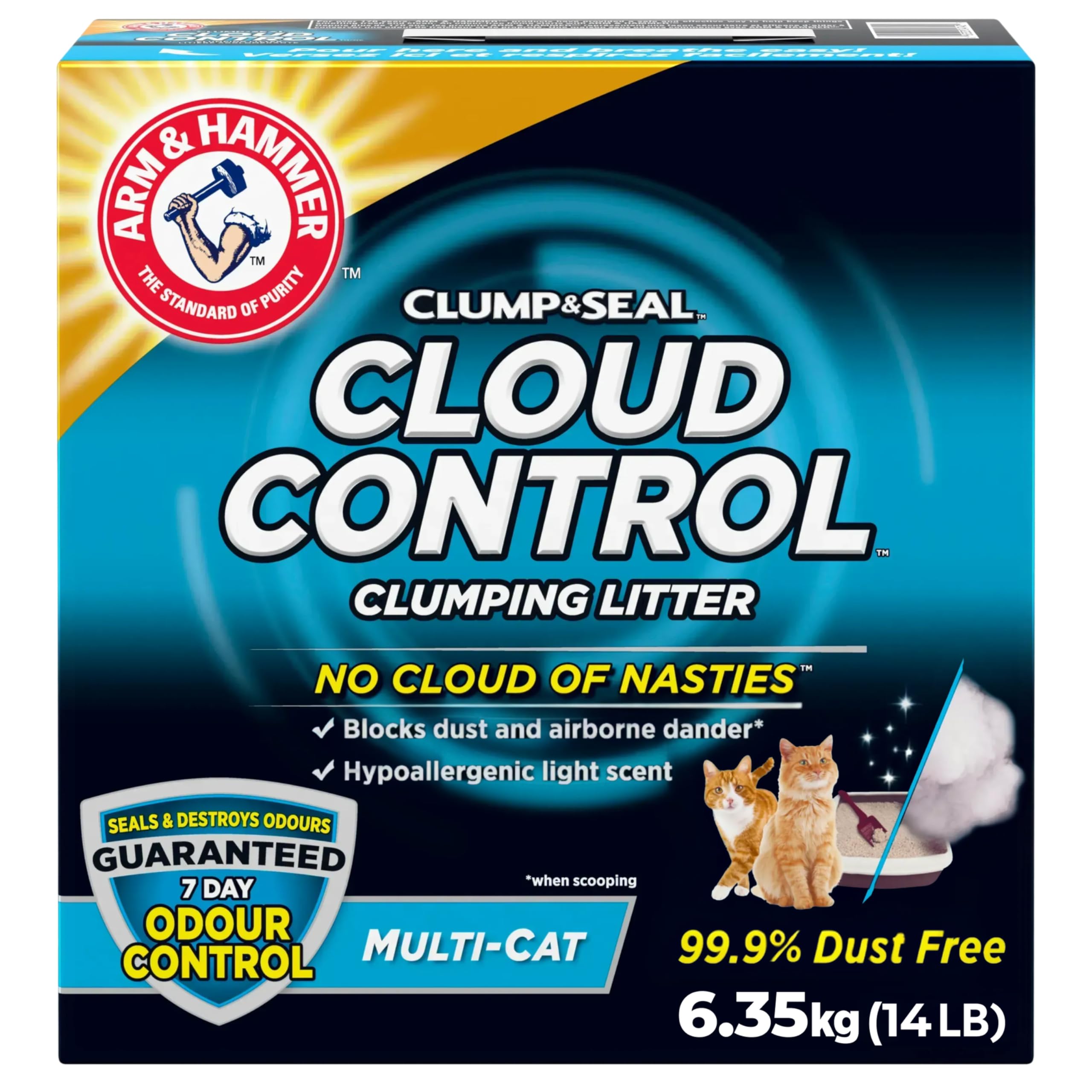 ARM & Hammer Cloud Control Clumping Cat Litter, Multi Cat, 6.35kg – 7 Day Odour Control, 99.9% Dust Free, Hypoallergenic Light Scent 🍁 All In One Marketplace Canada