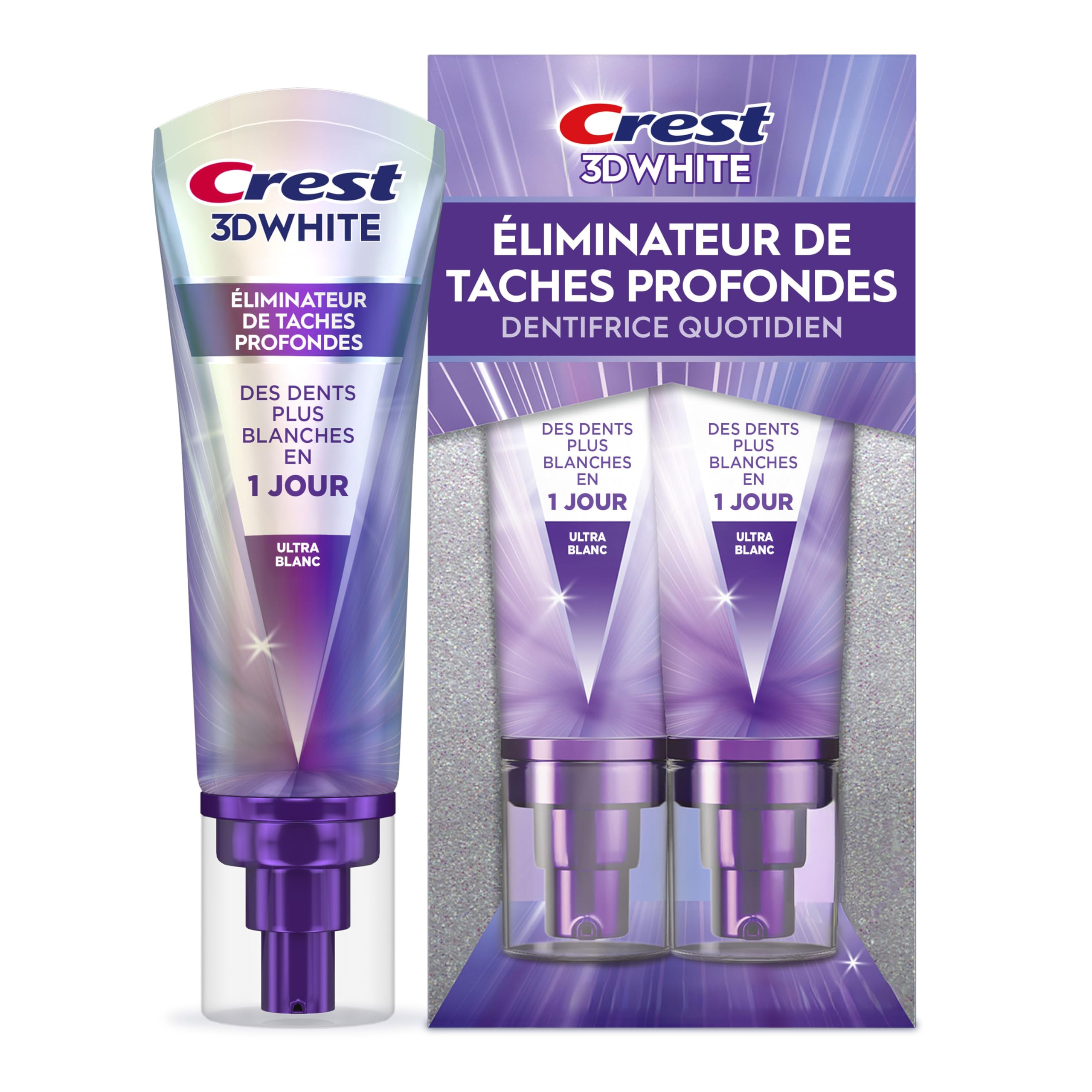Crest Toothpaste 3DWhite Deep Stain Remover Ultra White - Daily Use - 67mL - Pack of 2 🍁 All In One Marketplace Canada