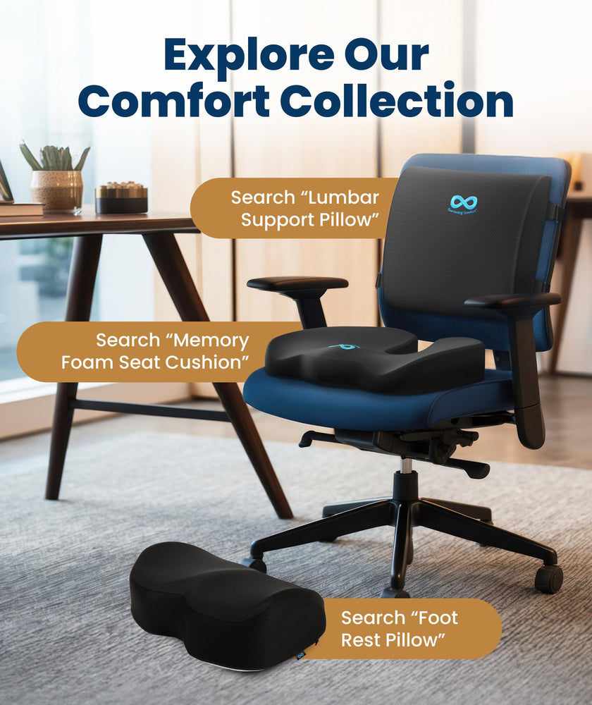 Everlasting Comfort Lumbar Support Pillow for Office Chair - Memory Foam Back Cushion for Car Seat - Promotes Better Posture, Back Pain Relief - Ideal Gaming and Desk Chairs Work and Home Essentials 🍁 All In One Marketplace Canada