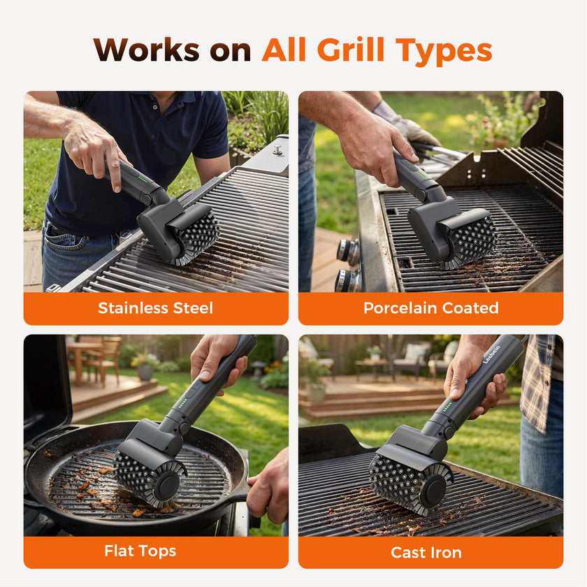 Leebein Electric Grill Brush for Outdoor, 2026 New BBQ Grill Cleaner with 3 Heads, 3-Speed & Angle Adjust Cordless Rotary Grill Brush, 150 Mins Runtime Grill Cleaning Brush for Barbecue Grates 🍁 All In One Marketplace Canada