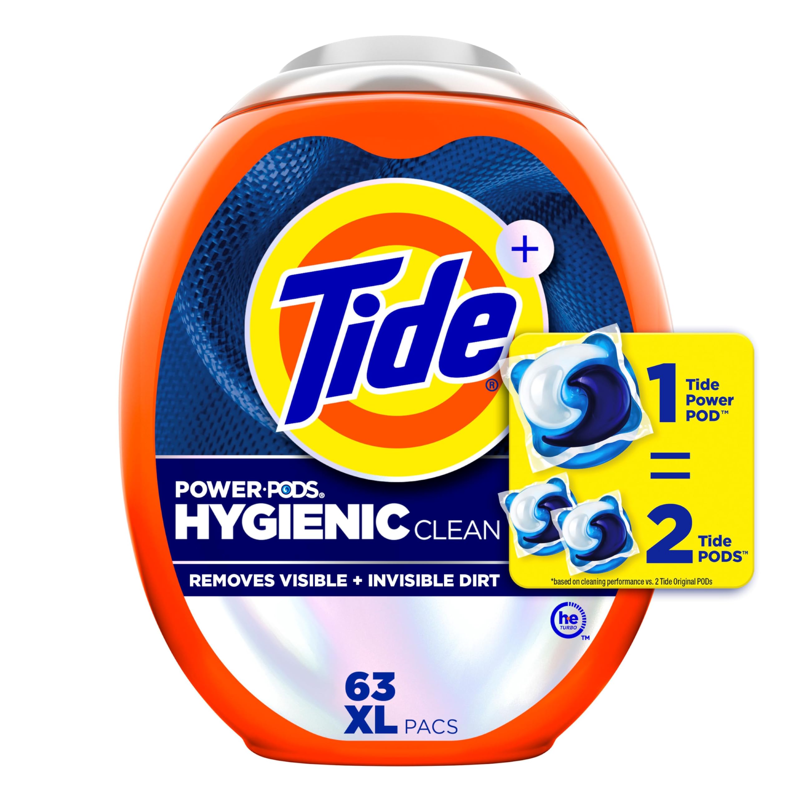 Tide Hygienic Clean Power PODS Laundry Detergent Pacs, Original Scent, 63 Count, Removes Visible and Invisible Dirt, laundry soap detergent pacs 🍁 All In One Marketplace Canada