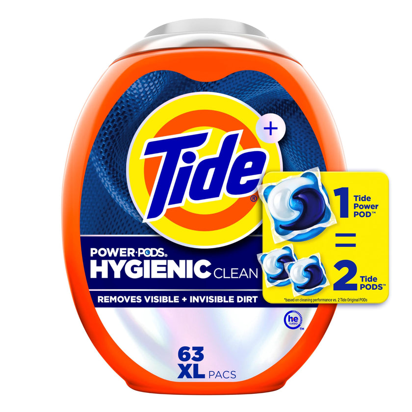Tide Hygienic Clean Power PODS Laundry Detergent Pacs, Original Scent, 63 Count, Removes Visible and Invisible Dirt, laundry soap detergent pacs 🍁 All In One Marketplace Canada