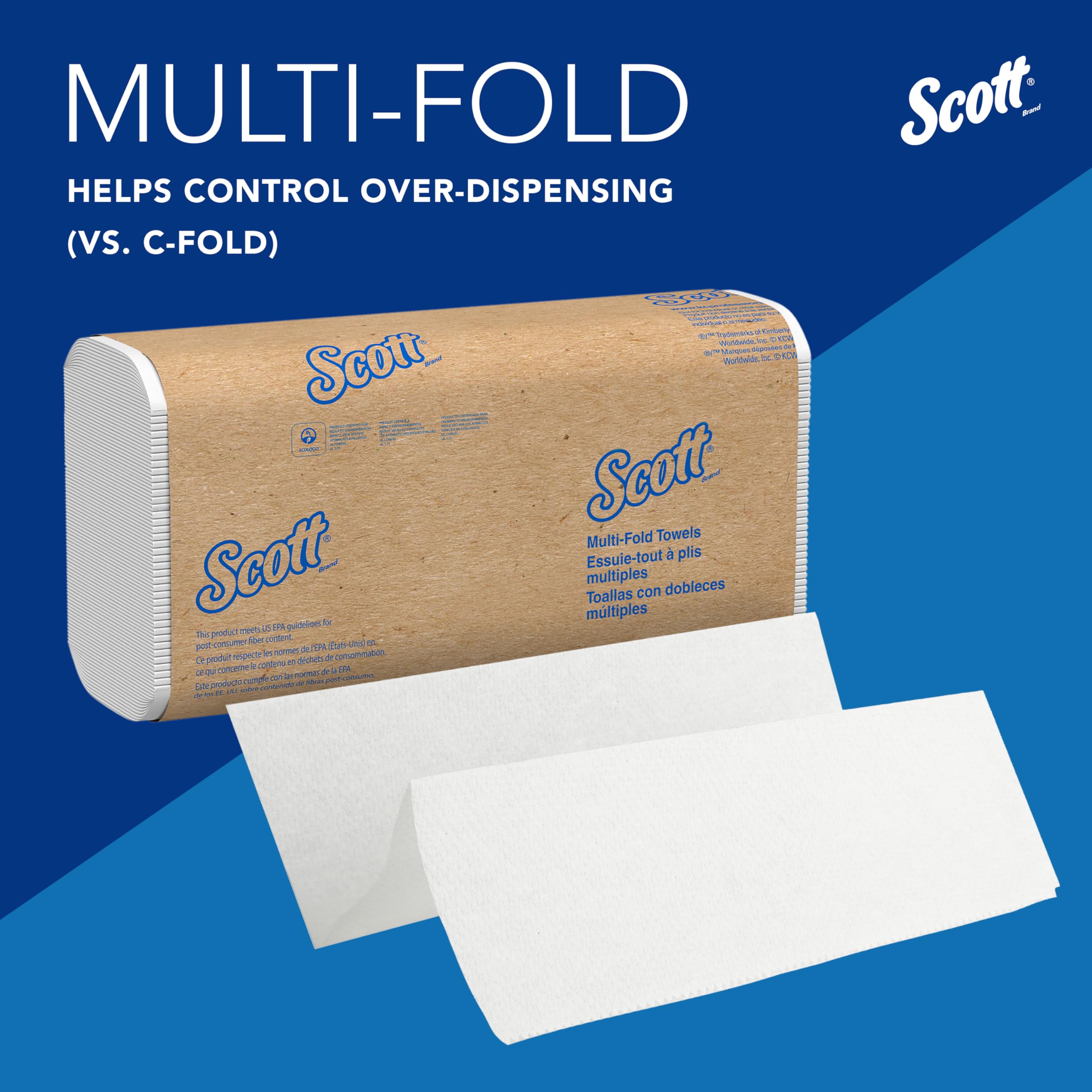 Scott Professional Universal Multifold Paper Towels, Bulk (01840), Absorbency Pockets, White, 9.2