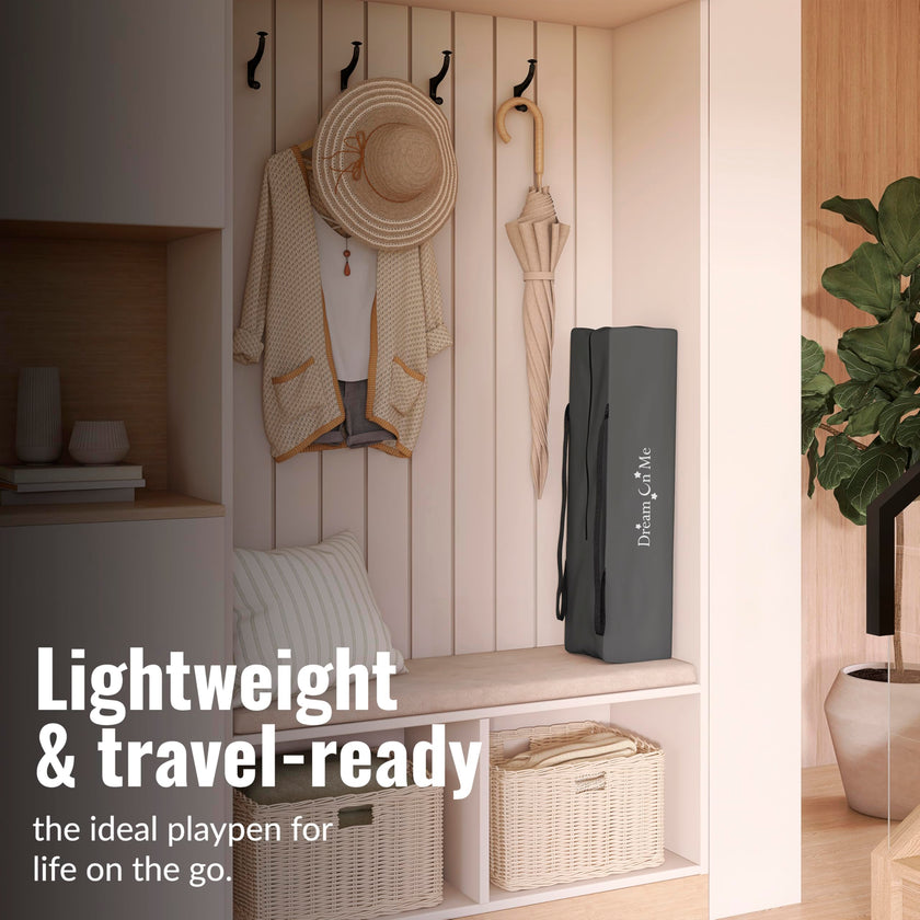 Dream On Me Nest Portable Play Yard With Carry Bag And Shoulder Strap, GREY 🍁 All In One Marketplace Canada