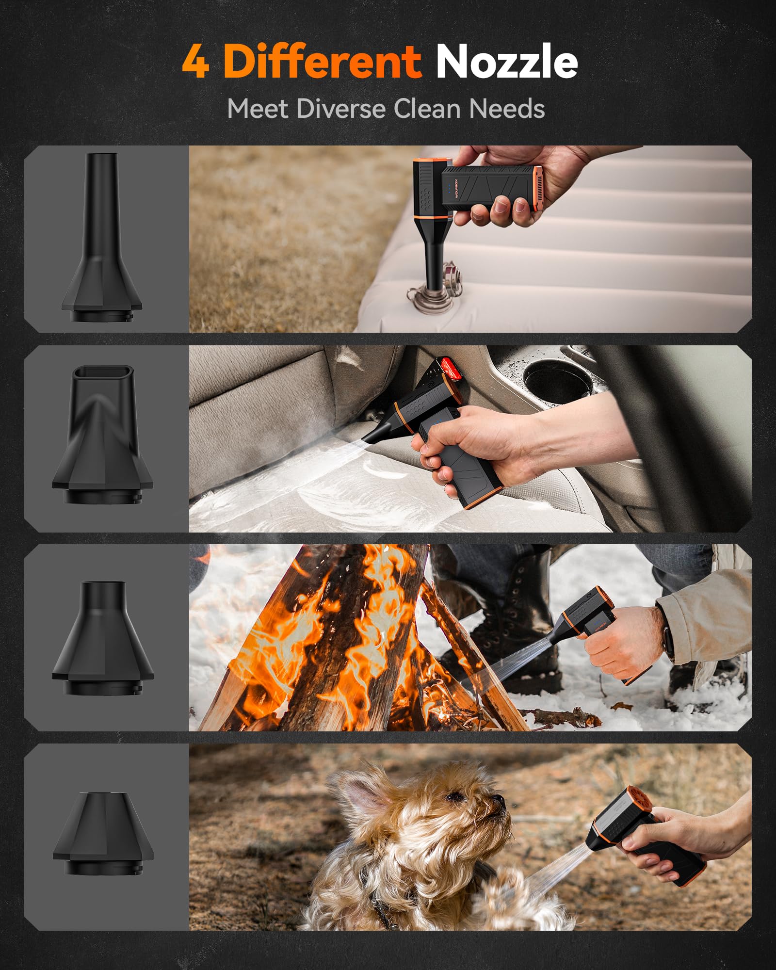 WOLFBOX MegaFlow 50 Compressed Air Duster-110000RPM Super Power Cordless Air Duster, 3-Gear Adjustable Mini Blower with Rechargeable Battery, Dust Blower for Computer, Keyboard, House, Outdoor and Car 🍁 All In One Marketplace Canada