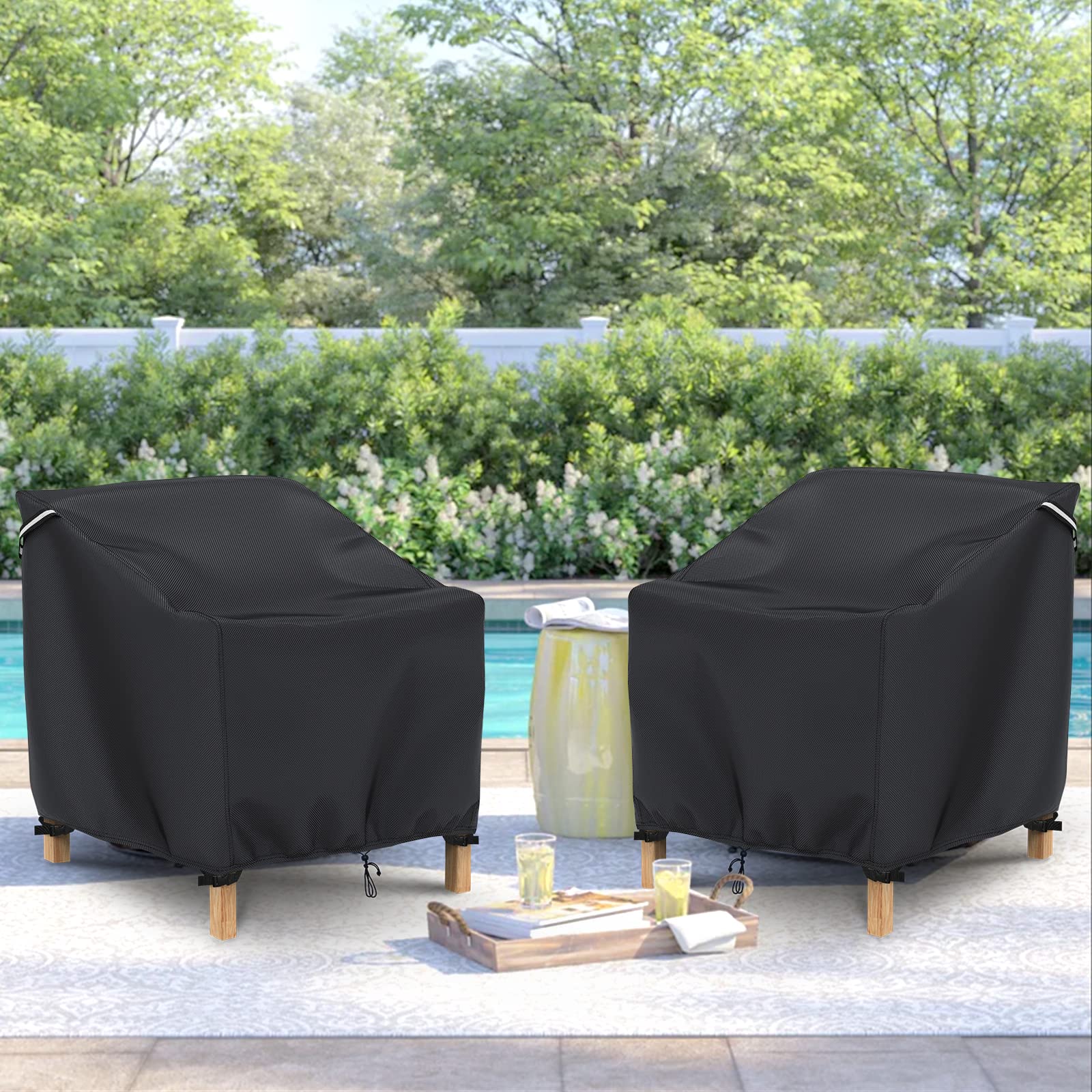 Gasadar Patio Chair Cover-2 Pack, Heavy Duty Waterproof UV Resistant Anti-Fading Chair Covers for Lawn Outdoor Furniture Chairs,35