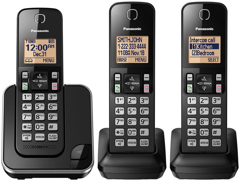 Panasonic DECT 6.0 Expandable Cordless Phone with Call Block - 3 Cordless Handsets - KX-TGC383CB (Black) 🍁 All In One Marketplace Canada