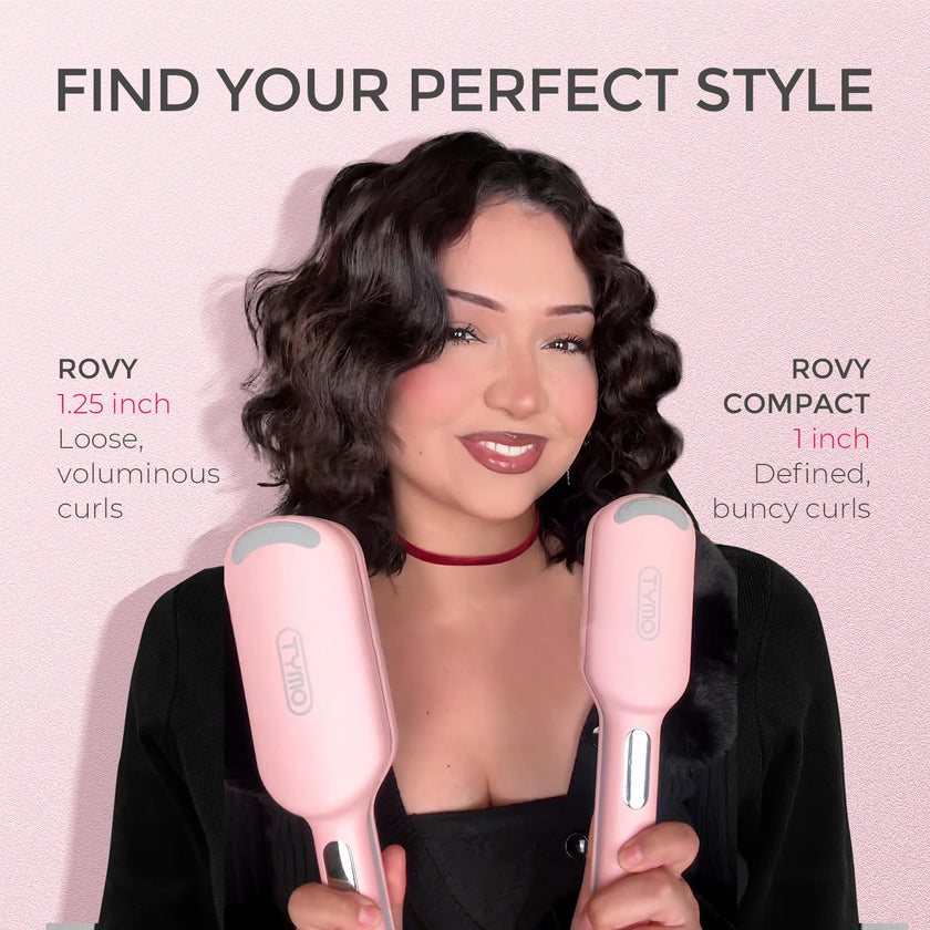 TYMO ROVY Hair Waver Curling Iron, 3-Barrel Ionic Hair Curler with 9 Heat Settings, Beach Waves Crimper for Women, Travel-Friendly, Anti-Scald, Fast Heating, Easy to Use, Pink, 1 inch 🍁 All In One Marketplace Canada