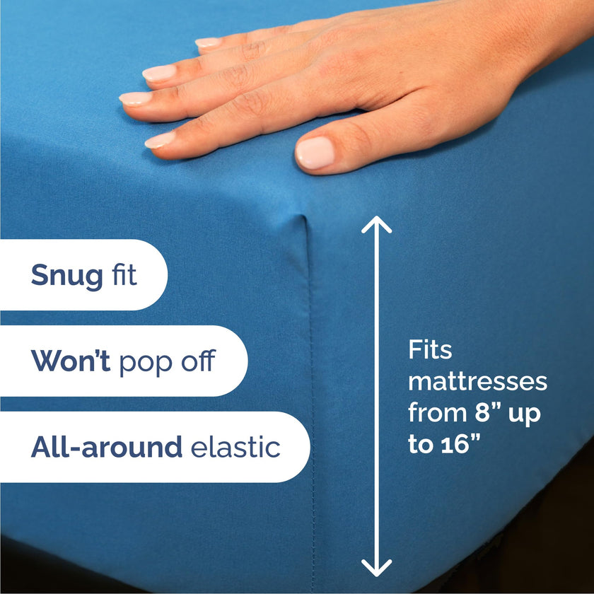 Queen Size 4 Piece Sheet Set - Comfy Breathable & Cooling Sheets - Hotel Luxury Bed Sheets for Women & Men - Deep Pockets, Easy-Fit, Soft & Wrinkle Free Sheets - Denim Blue Oeko-Tex Bed Sheet Set 🍁 All In One Marketplace Canada