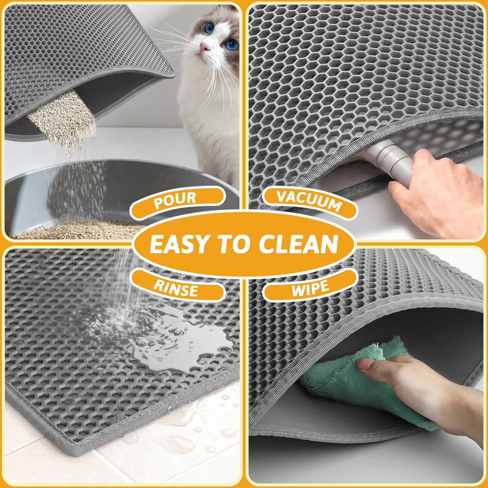 Pieviev Cat Litter Mat Trapper - 76 x 61cm Honeycomb Double Layer Tapis Litiere Chat -Traps Messes, Easy Clean and Durable (Gray) 🍁 All In One Marketplace Canada
