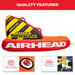 Airhead Super Mable, 1-3 Rider - Inflatable Towable Tube for Boating and Water Sports, Heavy Duty Full Nylon Cover & Zipper with EVA Foam Padding, Easy Inflating & Deflating 🍁 All In One Marketplace Canada