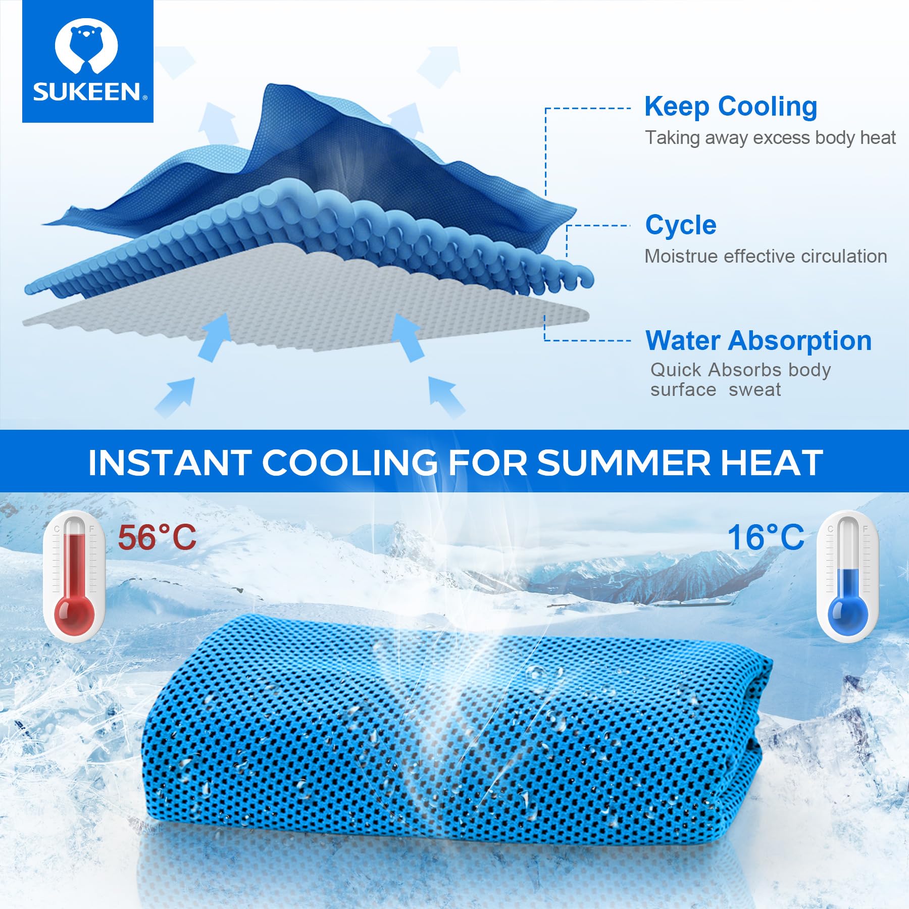 Sukeen [4 Pack] Cooling Towel (40