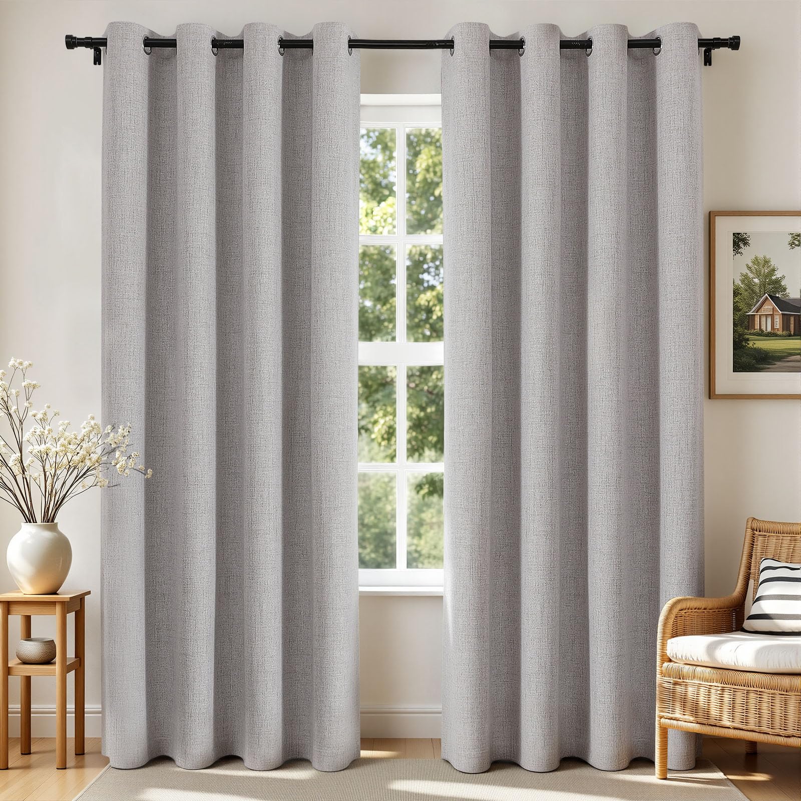 Joydeco 100% Blackout Curtains 2 Panels for Living Room - Linen Black Out Curtains 84 Inch Long Room Darkening Opaque Curtains for Bedroom, Thermal Insulated Drapes Privacy Protection 2 Panels Set 🍁 All In One Marketplace Canada