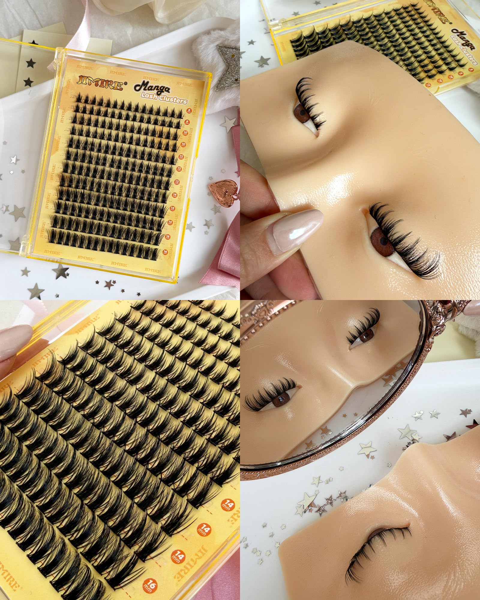 JIMIRE Natural Lash Clusters Extensions 180Pcs Anime Eyelash Extensions D Curl Wispy Manga Eyelash Clusters 8-16MM Cluster Eyelash Extensions Individual Lashes Pack 🍁 All In One Marketplace Canada