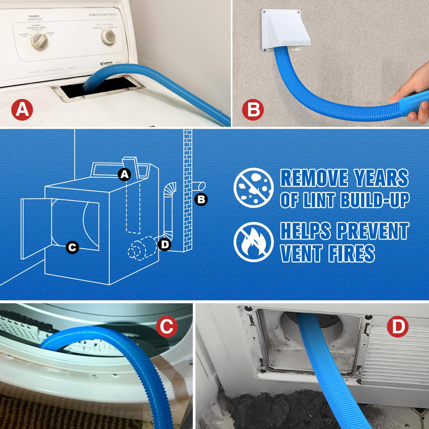 Sealegend 1 Piece Dryer Vent Cleaning Kit, Dryer Vent Cleaner Dryer Lint Vacuum Attachment with Stretch Connector Compatible with All Vacuum Cleaner Vacuum Hose Lint Remover, Blue 31.5 Inch 🍁 All In One Marketplace Canada