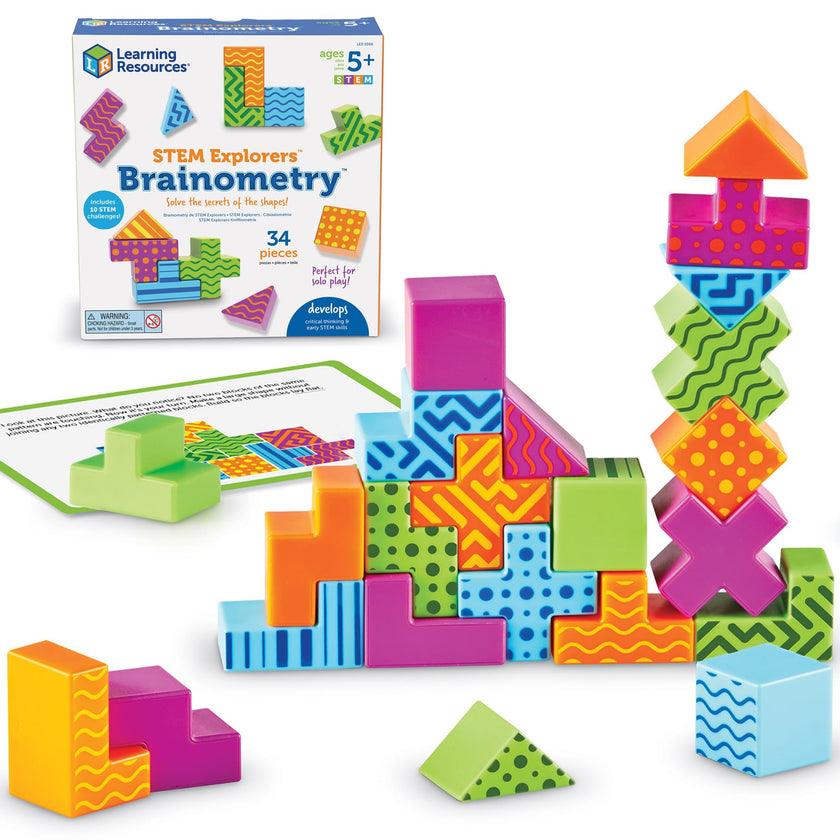 Learning Resources STEM Explorers Brainometry - 3D Puzzle, Brain Games, Brainteaser, Building Logic Toys, Gifts for Boys and Girls, Fine Motor Skills, Pattern Blocks, Math Manipulatives 🍁 All In One Marketplace Canada