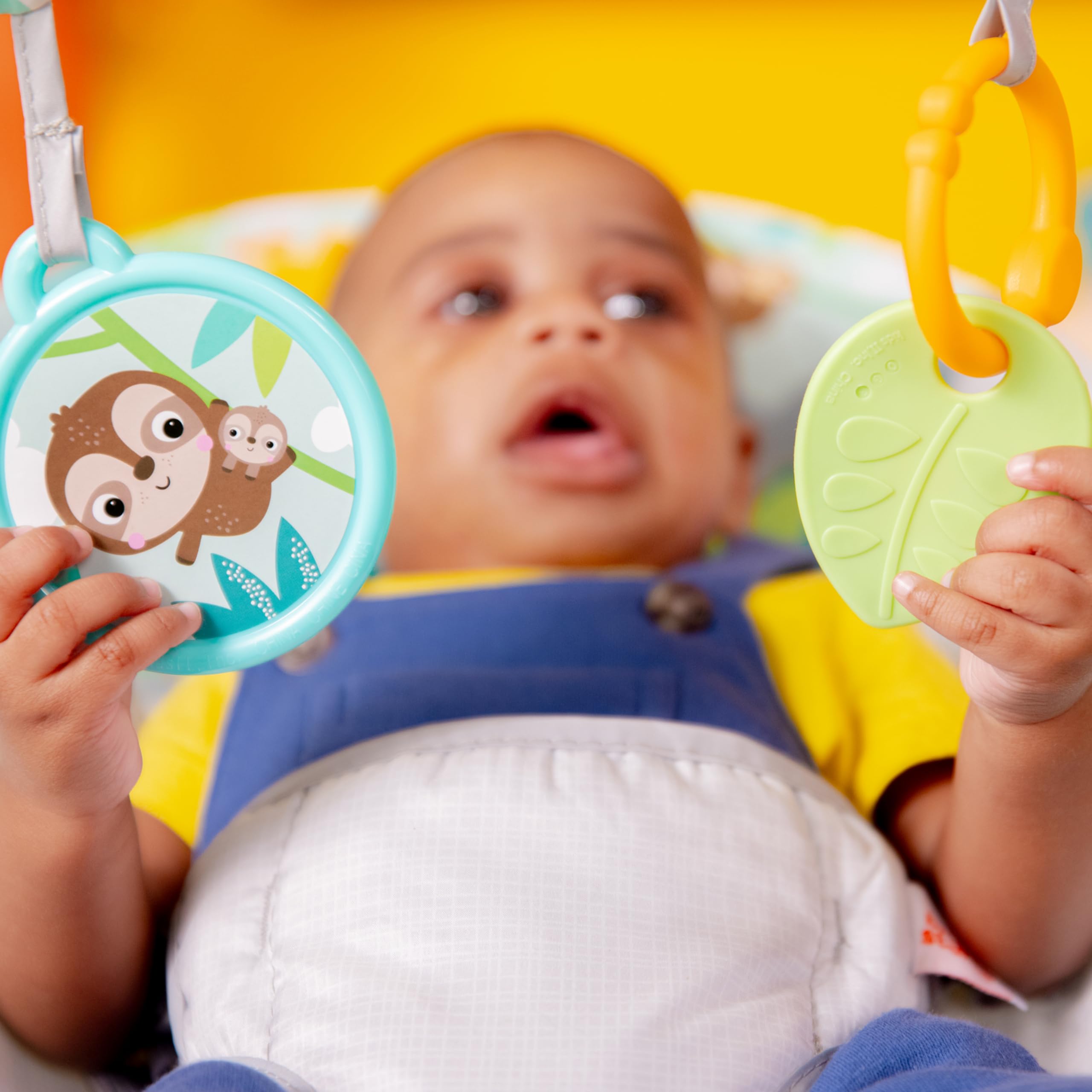 Bright Starts Baby Bouncer Soothing Vibrations Infant Seat - Removable Toy Bar, Nonslip Feet, 0-6 Months Up to 20 lbs (Safari Fun) 🍁 All In One Marketplace Canada