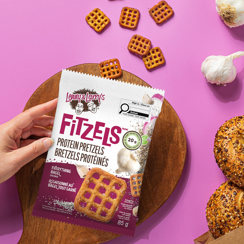 Lenny & Larry's Everything Bagel FITZELS – Savory Pretzel Snacks Incredibly Tasty, High Protein Salty, Vegan, 20g of Plant Based Protein (eight) Bags, 3 oz Each 🍁 All In One Marketplace Canada