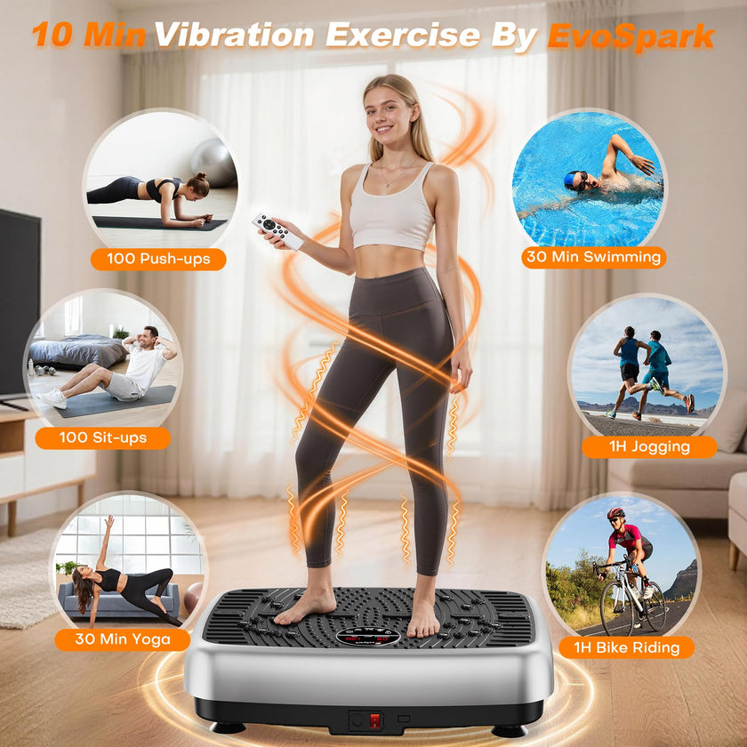 Vibration Plate Exercise Machine, 2026 Upgraded Double Motors Vibration Plate for Lymphatic Drainage, EvoSpark Whole Body Vibration Plates for Weight Loss,450 Lbs Capacity Vibrate Fitness Platform 🍁 All In One Marketplace Canada
