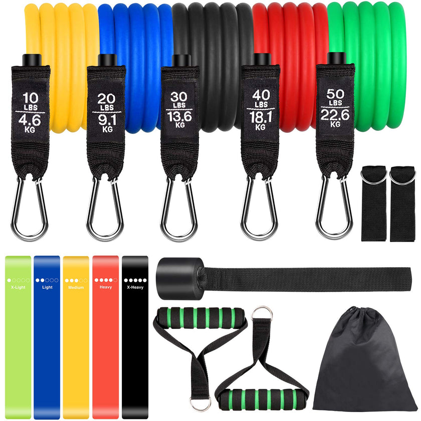 Sensyne Resistance Bands Set 16PCS Exercise Band for Working Out Up to 150 lbs, for Indoor and Outdoor Sports, Fitness, Suspension, Speed Strength, Baseball Softball Training, Home Gym, Yoga 🍁 All In One Marketplace Canada