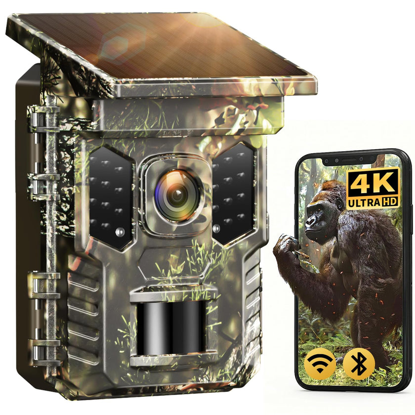 XTU Solar Trail Camera WiFi Bluetooth, 64MP 4K Game Camera with Night Vision Motion Activated 0.2s Trigger, IP66 Waterproof Wildlife Camera with 22pcs 850nm Low Glow IR LEDs (SD Card Not Included) 🍁 All In One Marketplace Canada