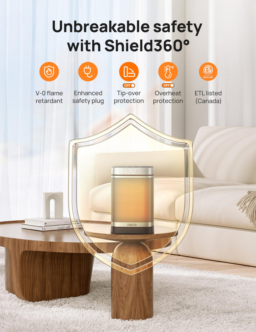 DREO Space Heaters for Indoor Use, 1500W Electric Heater for Bedroom Home Office, Safe PTC Ceramic Heater with Thermostat, Portable Heaters with Remote, 70°Oscillation, 12H Timer, 5 Modes 🍁 All In One Marketplace Canada