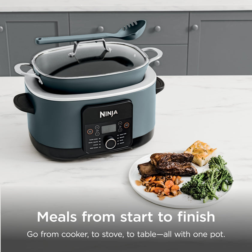 Ninja MC1001C Foodi PossibleCooker PRO 8.5 Quart Multi-Cooker, with 8-in-1 Slow Cooker,Dutch Oven,Steamer &More,Glass Lid & Integrated Spoon,Nonstick,Oven Safe Pot to 500°F,Sea Salt Gray,Sea Salt Grey 🍁 All In One Marketplace Canada