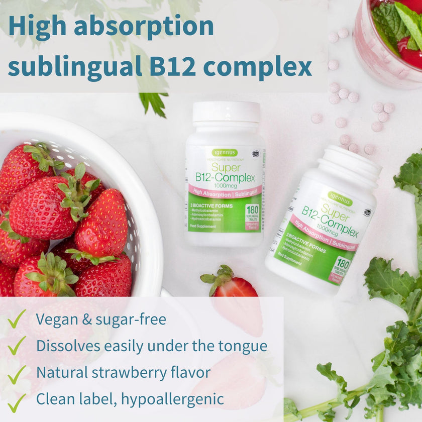 Igennus Sublingual Vitamin B12-Complex 1000mcg, Methylated B12, 180 Serving 🍁 All In One Marketplace Canada