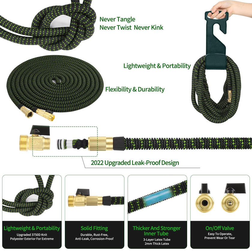 200 FT Garden Hose Expandable Hose - All New 2026 Flexible Water Hose with 10 Functions Spray Nozzle - Car Wash Hose with Solid Brass Connector, Leakproof Lightweight Expanding Pipe for Yard,Outdoor 🍁 All In One Marketplace Canada