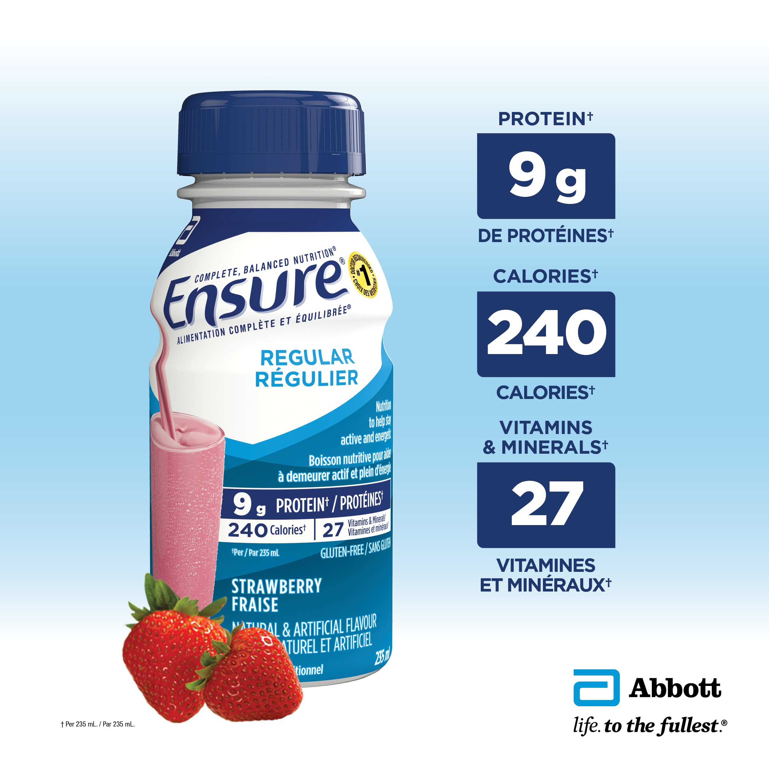 Ensure Regular, Nutritional Supplement Shake Value Pack, Nutrition To Stay Active And Energetic, Strawberry, 24 x 235-mL Bottles 🍁 All In One Marketplace Canada