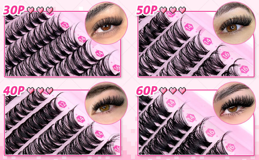 wiwoseo Cluster Eyelash Extensions 560pcs Lash Clusters Wipsy Cluster Lashes D Curl Eyelashes Clusters Individual Lashes DIY Lash Extensions Cluster Eyelash Natural Look Eyelashes (8-16MM) 🍁 All In One Marketplace Canada