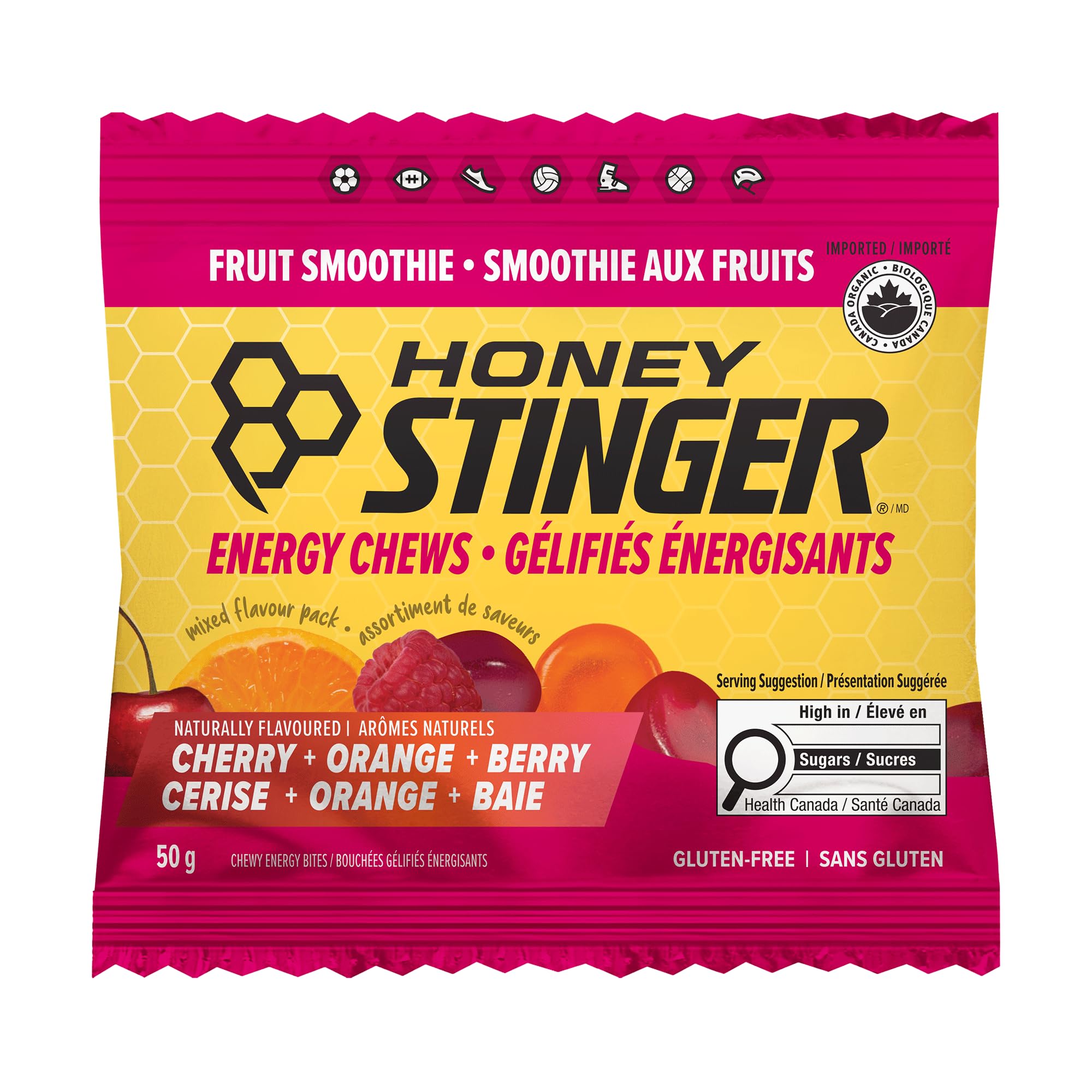 Honey Stinger Organic Fruit Smoothie Energy Chew | Gluten Free & Caffeine Free | for Exercise, Running and Performance | Sports Nutrition for Home & Gym, Pre and Mid Workout | 12 Pack, 50g 🍁 All In One Marketplace Canada
