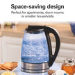 Hamilton Beach Glass Electric Kettle, 1 L, 1500W Fast Boiling Water Boiler, Cordless, Soft Blue LED Light, Auto Shutoff & Boil-Dry Protection, BPA-Free, Compact Size (40930JC) 🍁 All In One Marketplace Canada