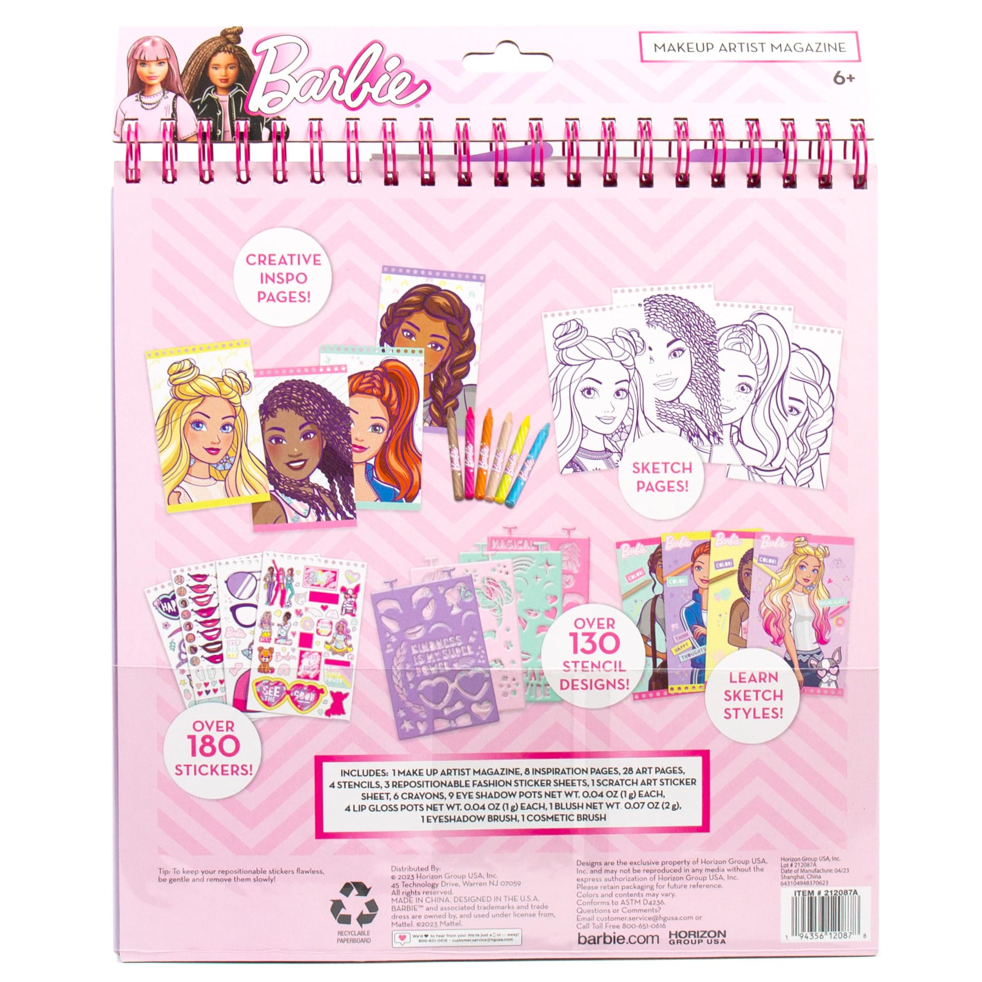 Barbie Makeup Artist Magazine, Create Your Own Hair & Makeup Looks Using Stencils, Stickers, Crayons, Pretend Makeup, Barbie Toys, Barbie Craft Kits, Drawing Kit, 6 Year Old Girl Birthday Gift 🍁 All In One Marketplace Canada