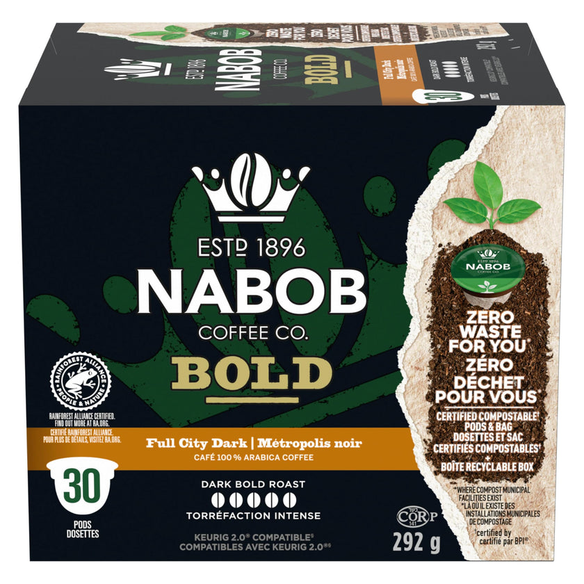 Nabob Full City Dark Coffee 100% Compostable Pods, 292g Box 🍁 All In One Marketplace Canada