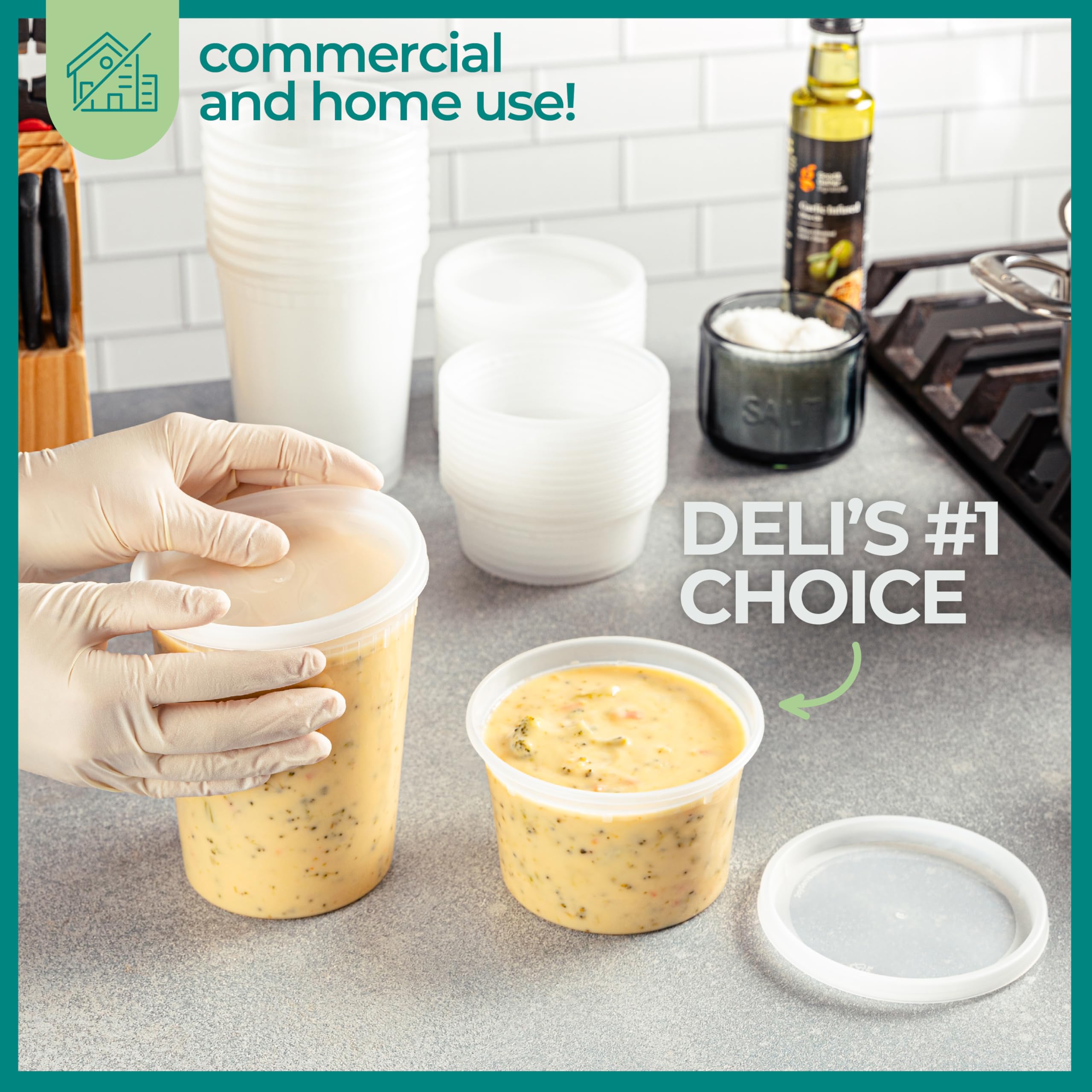 Deli Food Containers with Lids - (16 Sets) 8-32 Oz Quart Size & 8-16 Oz Pint Size Airtight Food Storage Takeout Meal Prep Containers, BPA-Free, Dishwasher, Microwave Safe 🍁 All In One Marketplace Canada