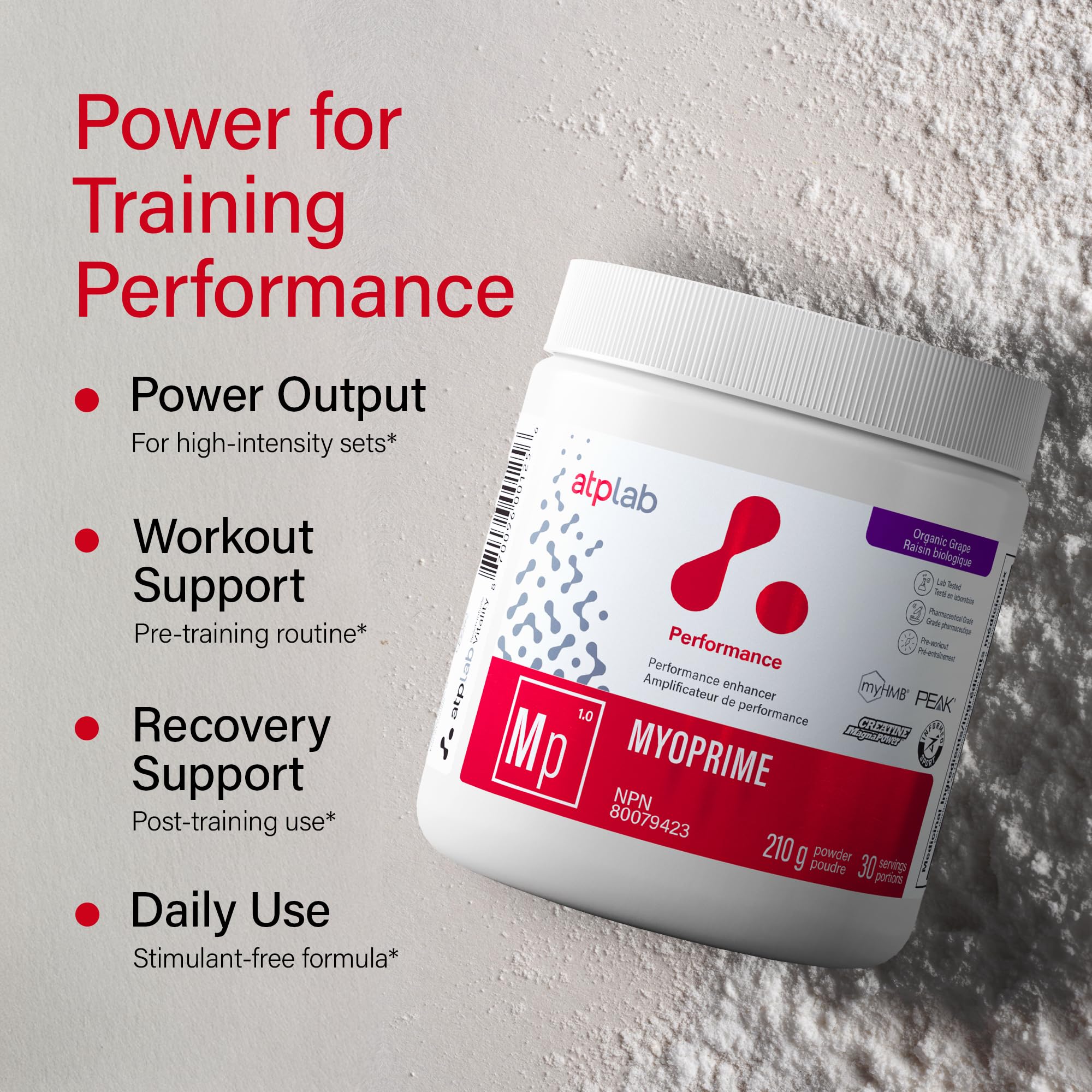 atplab Myoprime Creatine Monohydrate Powder, Creatine, Organic Grape, 210 g 🍁 All In One Marketplace Canada