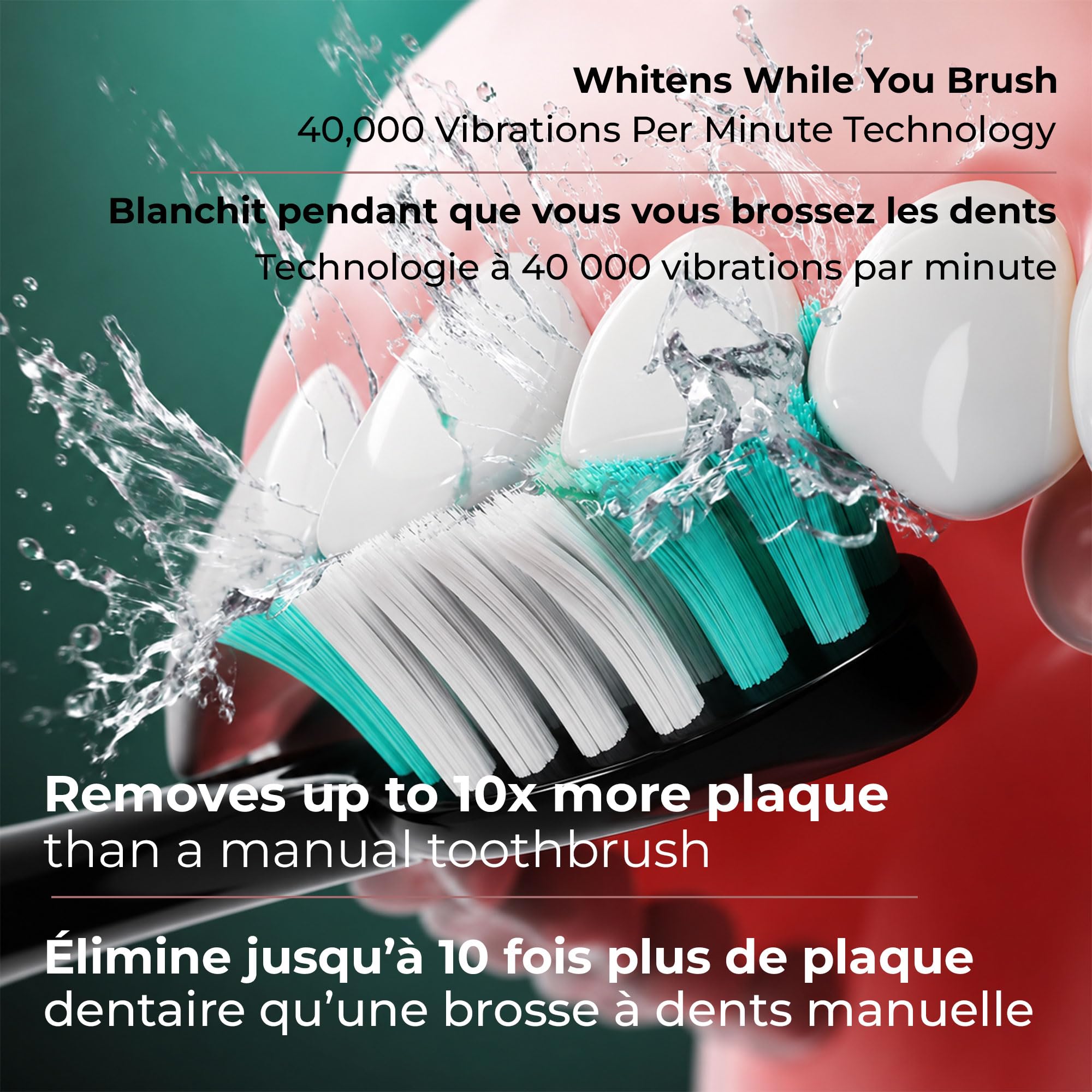 Aquasonic Black Series Ultra Whitening Electric Toothbrush | ADA Accepted Rechargeable Toothbrush, 8 Brush Heads & Travel Case, 40,000 VPM Electric Motor & Wireless Charging - 4 Modes with Smart Timer 🍁 All In One Marketplace Canada