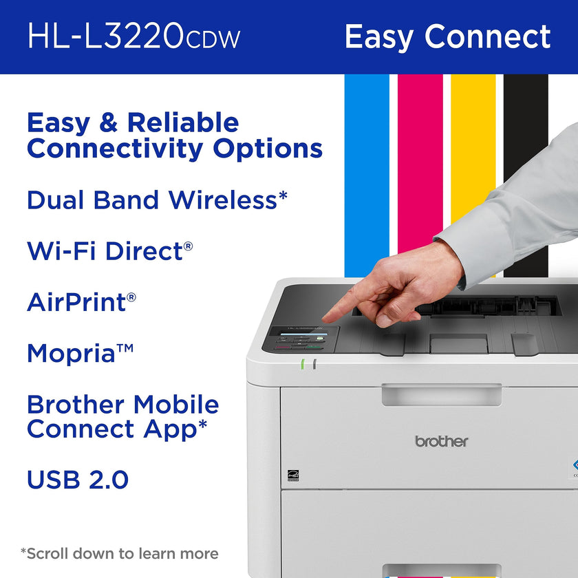 Brother Color Laser Printer with Wireless Printing Fast 19 PPM Output, Duplex Feature, Mobile Device Compatible, 250-Sheet Paper Tray for Professional Home Office Printing (HL-L3220CDW) 🍁 All In One Marketplace Canada