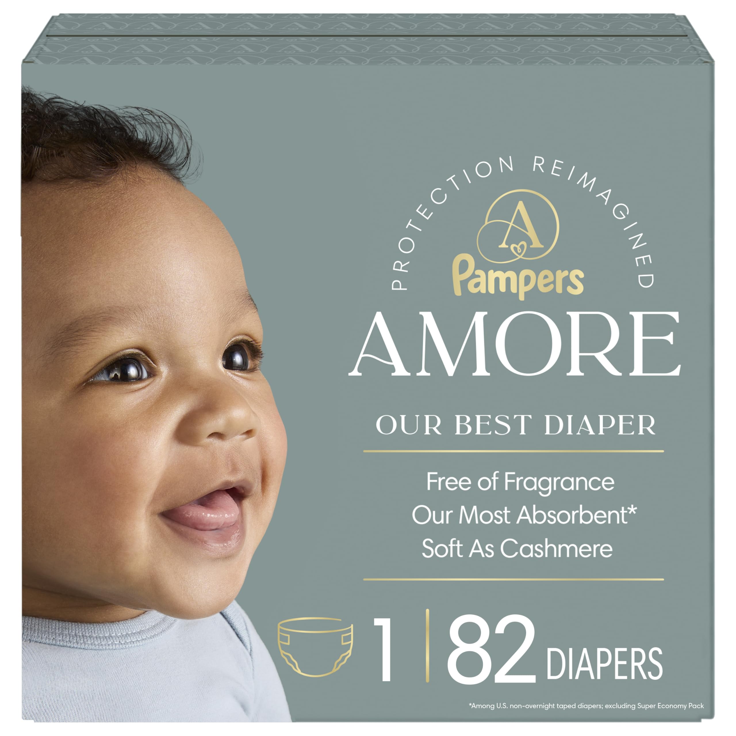 Pampers AMORE, Size 1, Our Best Diaper, 1 Pack (Count of 82) 🍁 All In One Marketplace Canada