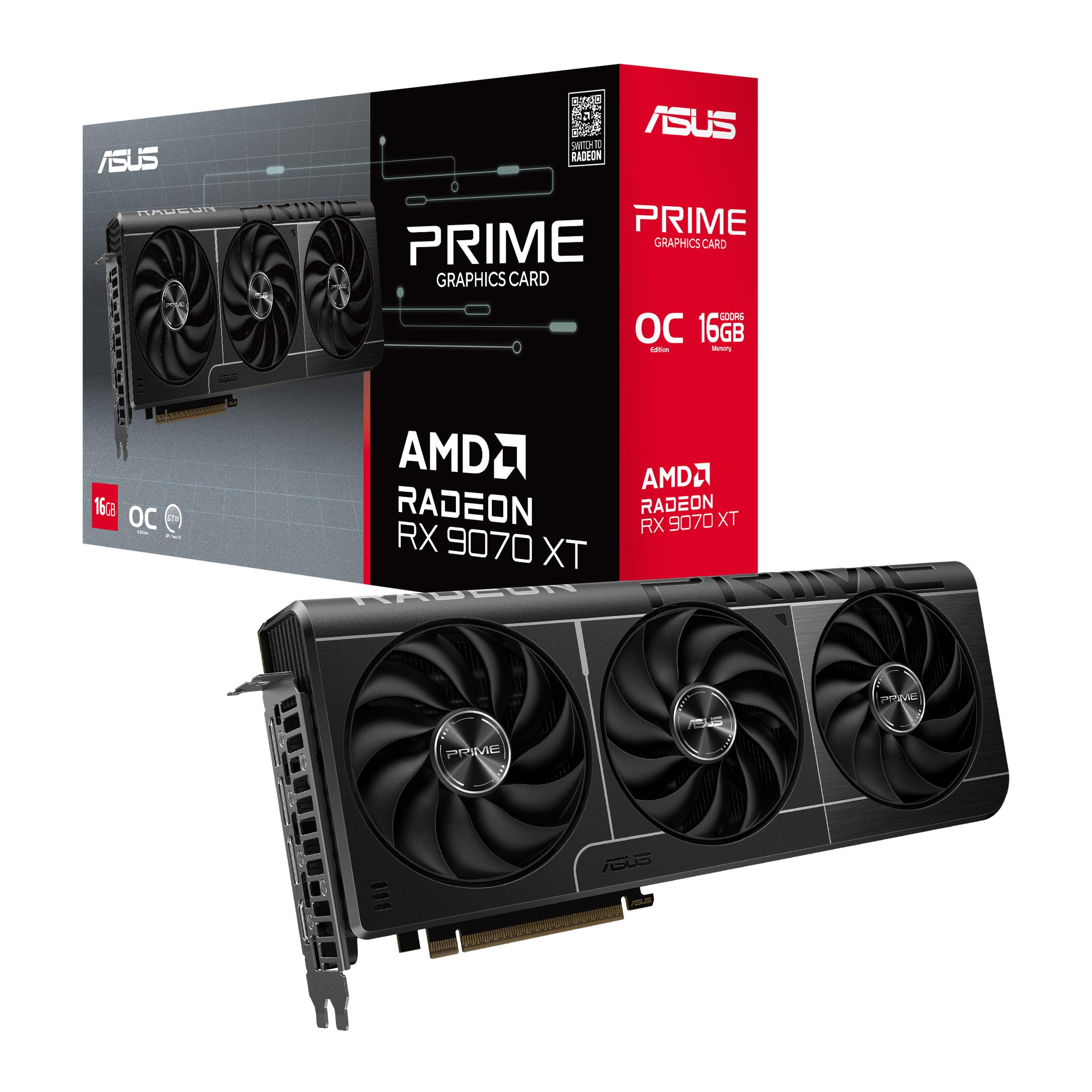 ASUS Prime Radeon™ RX 9070 XT OC Edition Graphics Card (PCIe 5.0, HDMI/DP 2.1, 2.5-Slot Design, axial-tech Fans, Dual Ball Fan Bearings, Dual BIOS, ASUS GPU Guard) 🍁 All In One Marketplace Canada