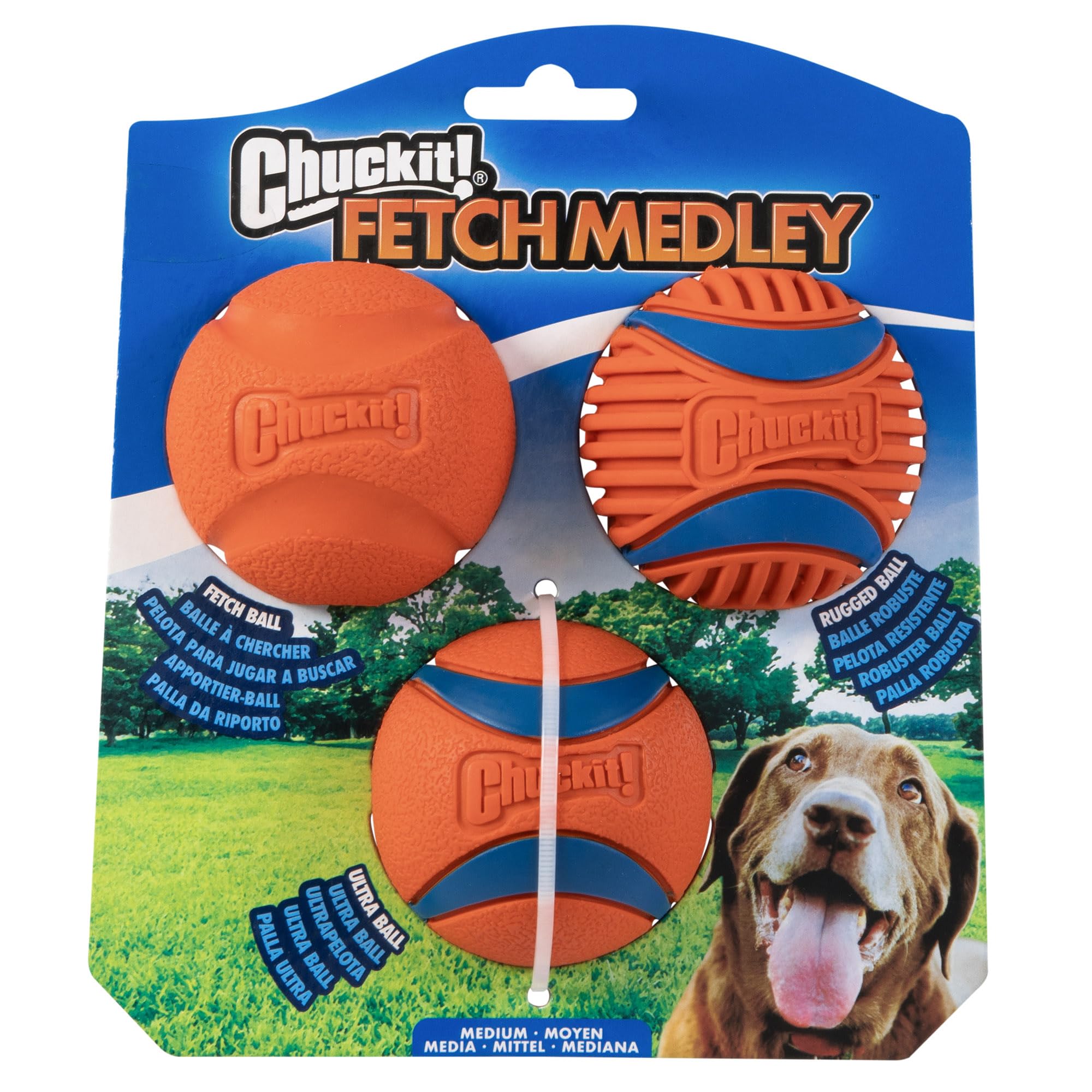 Chuckit! Fetch Ball Medley, Medium, Dog Ball, 3 Pack, Ultra, Fetch and Rugged Balls Included 🍁 All In One Marketplace Canada
