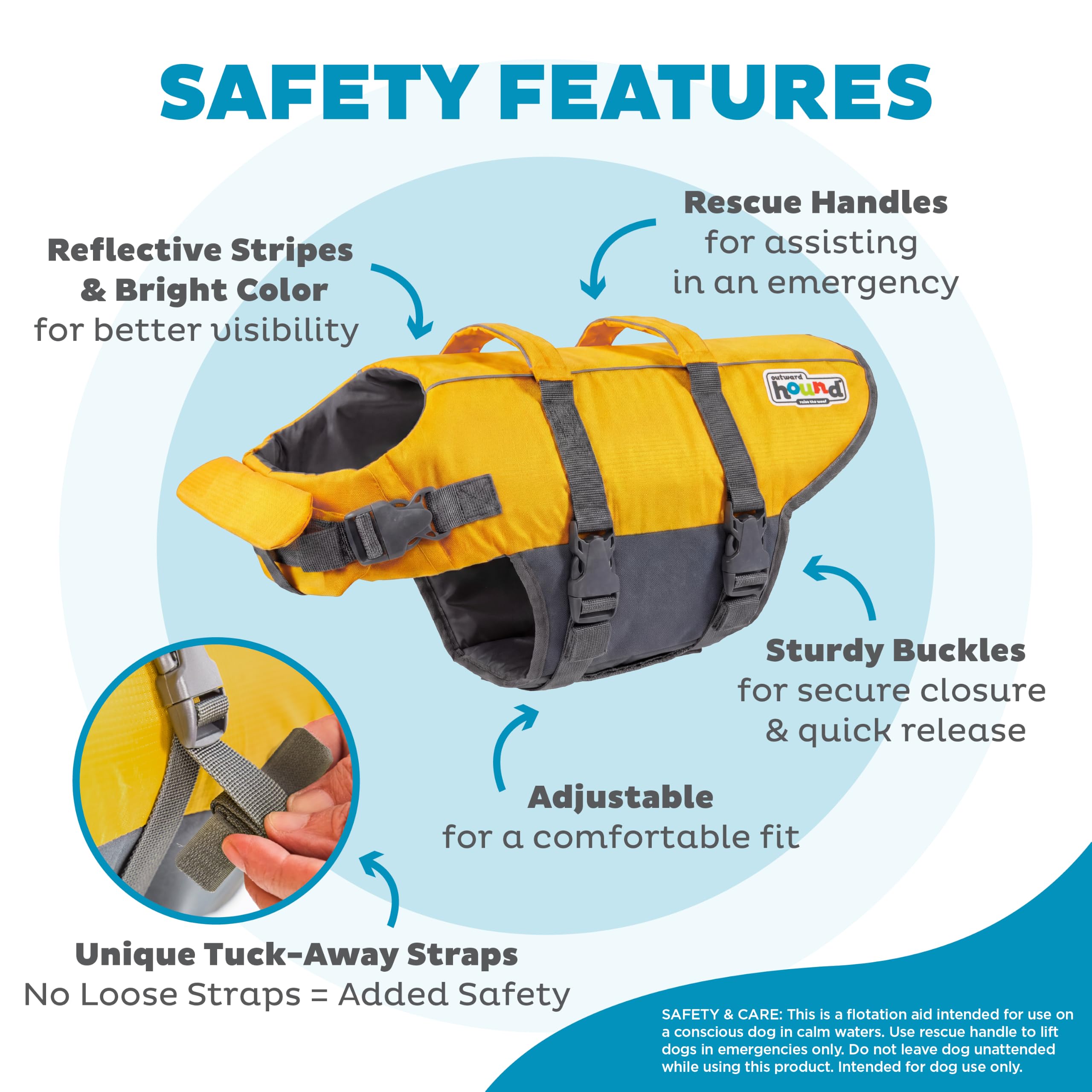 Outward Hound Granby Splash Dog Life Jacket with Handle, Reflective Floating Vest for Swimming & Boating, Maximum Buoyancy, All Skill Levels, Large Dogs (28–32