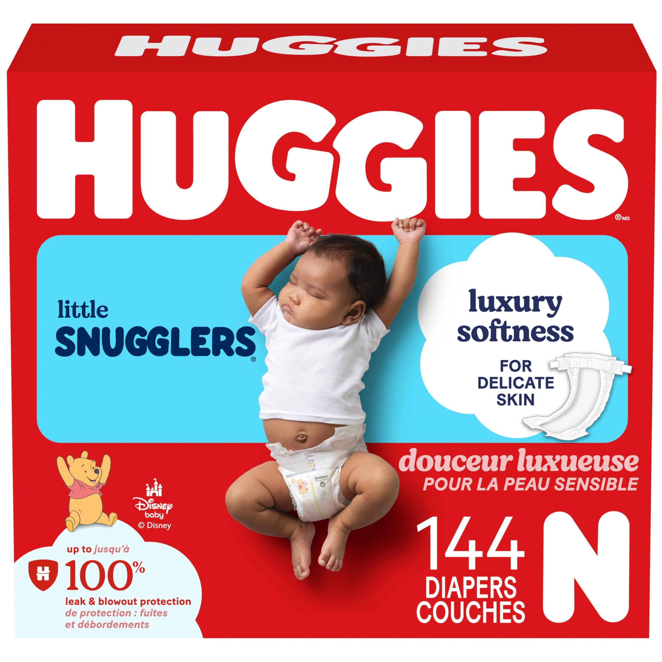 Huggies Newborn Diapers, Little Snugglers Newborn Diapers, Size 0 (up to 10 lbs), 144 Count 🍁 All In One Marketplace Canada