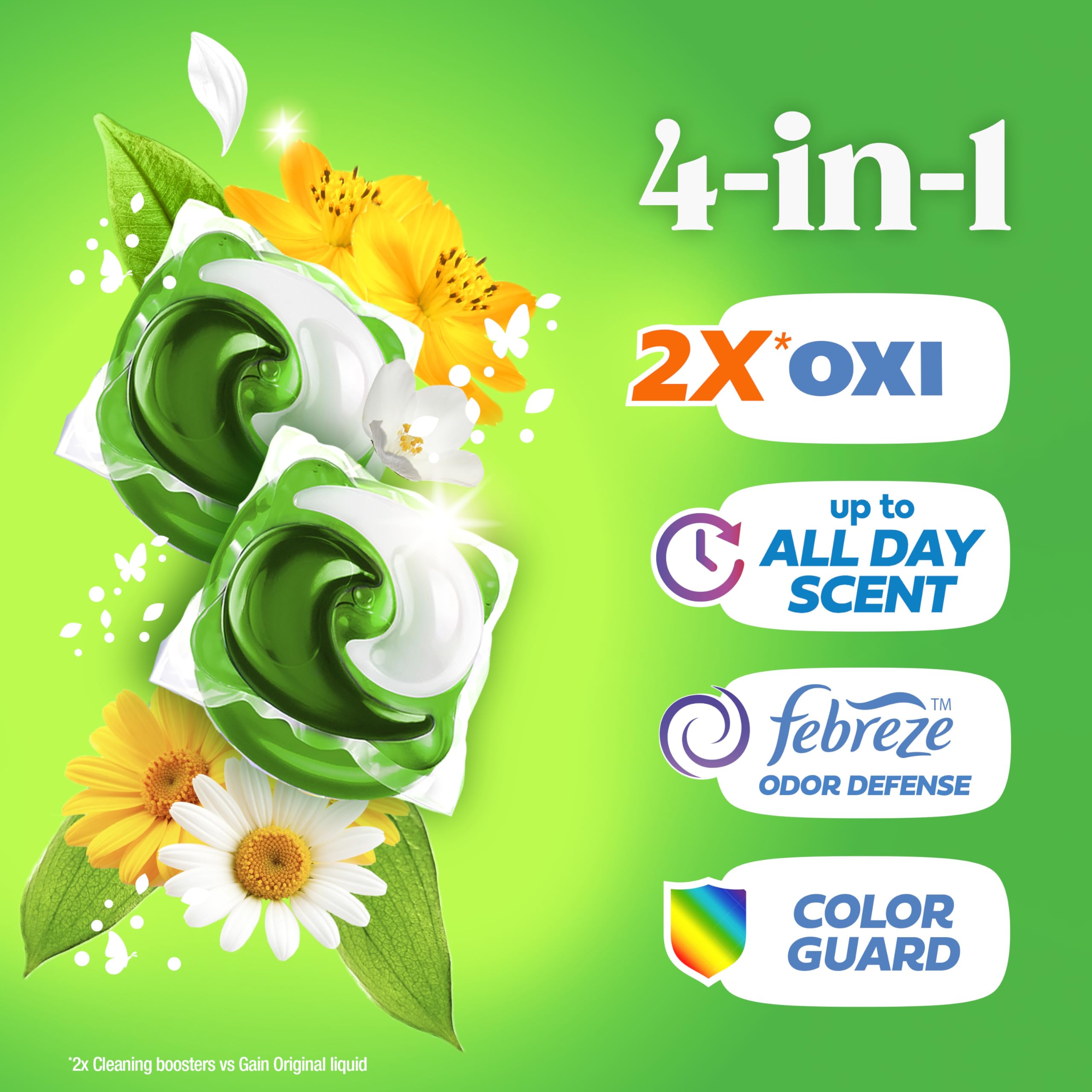 Gain Flings Laundry Detergent Pacs, 76 Count, Original Scent, with Odor Defense, concentrated laundry soap pacs 🍁 All In One Marketplace Canada