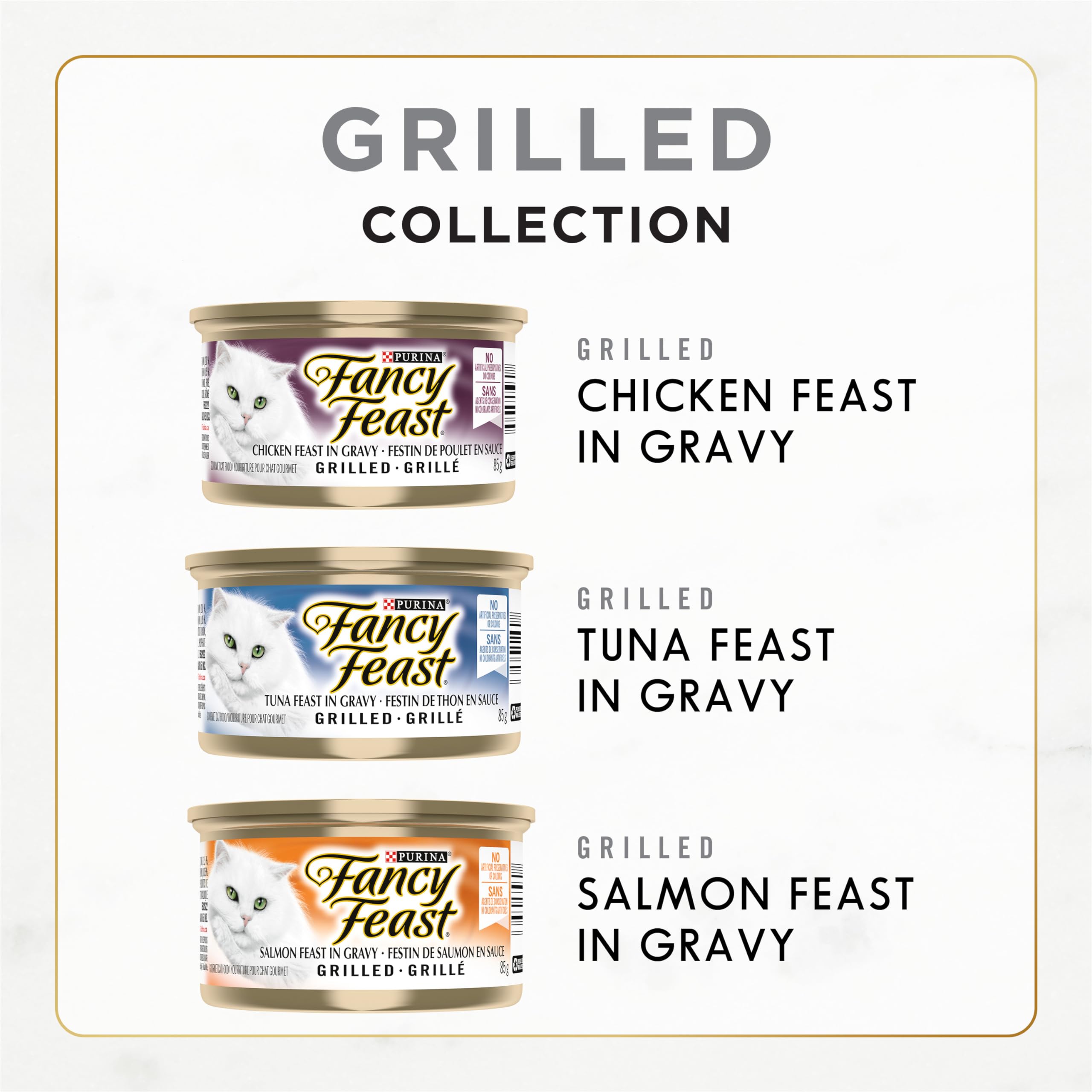 Fancy Feast Grilled Wet Cat Food, in Gravy Variety Pack 3 Flavours - 85 g Can (24 Pack) 🍁 All In One Marketplace Canada