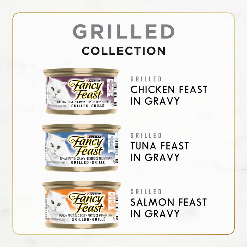 Fancy Feast Grilled Wet Cat Food, in Gravy Variety Pack 3 Flavours - 85 g Can (24 Pack) 🍁 All In One Marketplace Canada