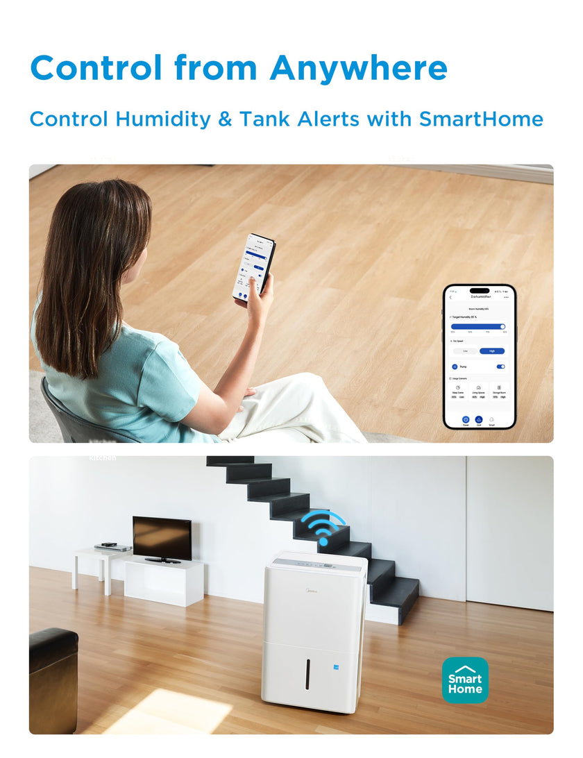 Midea Dehumidifier with Pump for Basement, Energy Star, WiFi, 50 Pint DOE 🍁 All In One Marketplace Canada