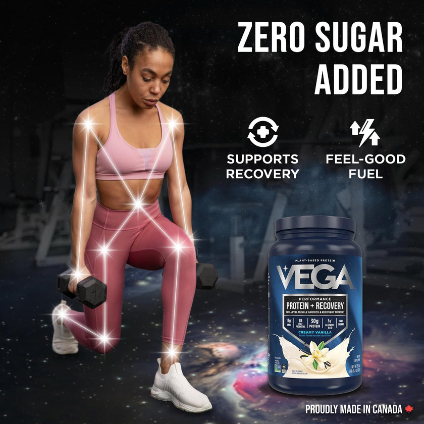 Vega Protein + Recovery, Vanilla – 30g Vegan Protein, Dairy & Gluten Free, Probiotics, NSF Certified, 830 g (20 Servings) 🍁 All In One Marketplace Canada