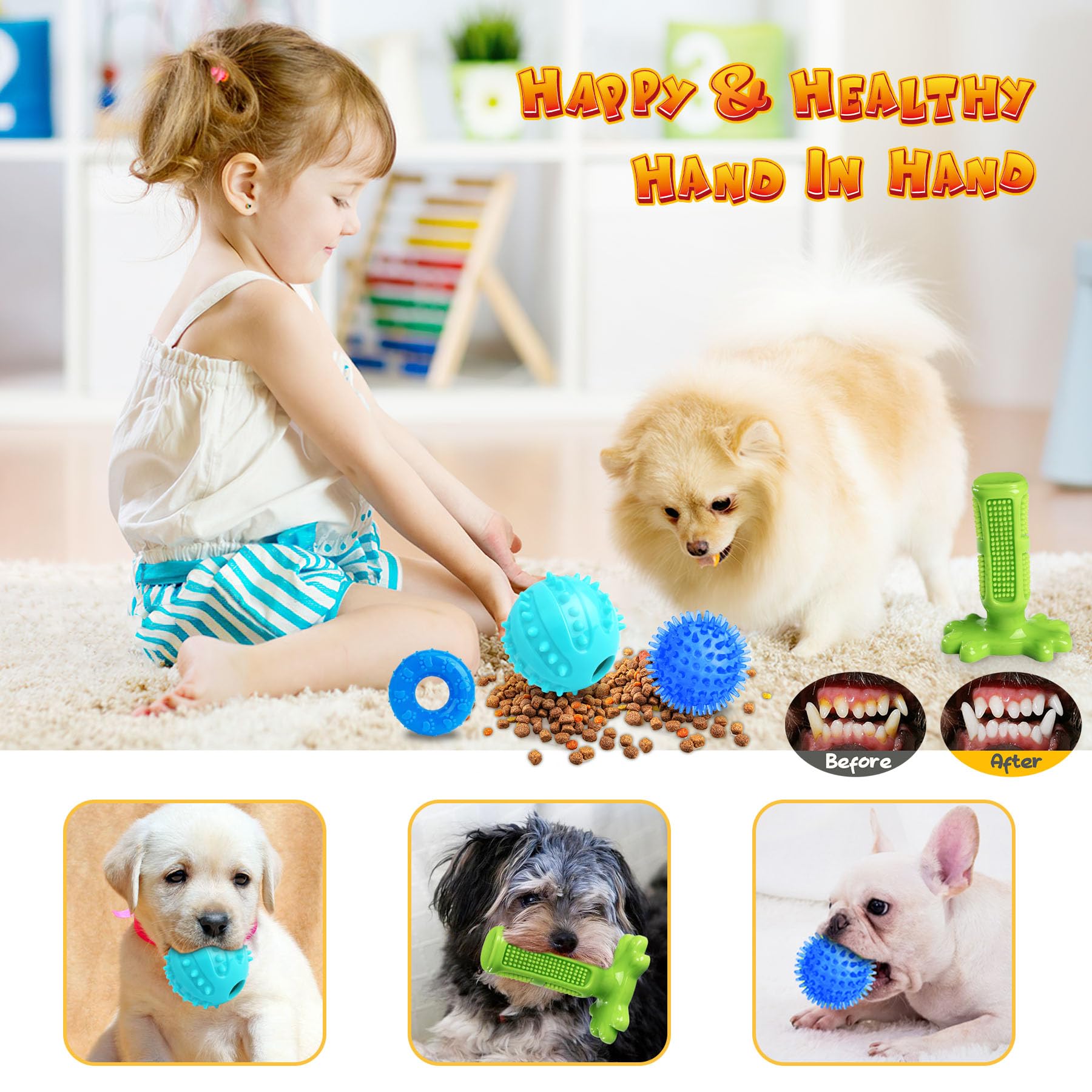 KIPRITII Dog Toys for Puppy Teething - 23 Pack Puppy Teething Toys for Boredom, Pet Dog Toothbrush Dog Toys with Rope Toys, Dog Treat Ball and More Squeaky Toy for Puppies and Small Dogs 🍁 All In One Marketplace Canada